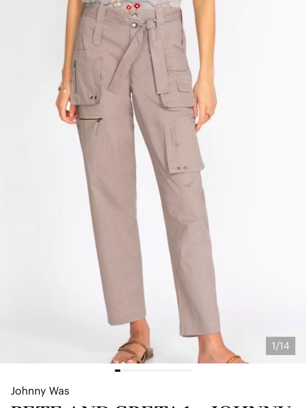 Johnny Was Tan Cargo Pants Relaxed Fit